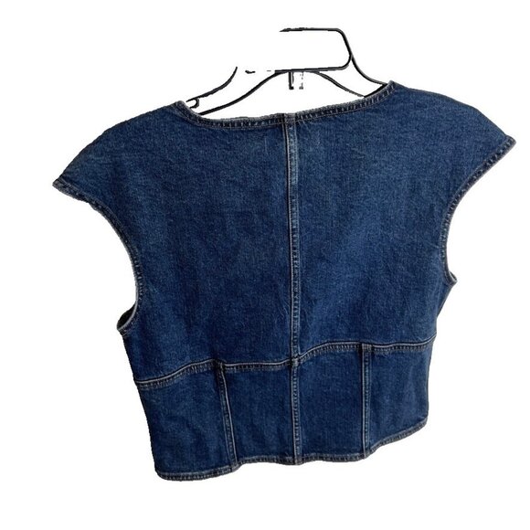 Madewell $82 Denim Darted Crop Top Marbern Wash Size 10 NP011 - Picture 9 of 9